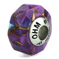 บีดแก้ว มูราโน่ Lilac Stoned OHM Murano Glass Bead Charm