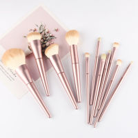 เครื่องสำอาง11Pcs สีชมพูชุดแปรงแต่งหน้า Soft Hair Foundation Powder อายแชโดว์ Eyebrow Make Up Brush Beauty Tools Kits