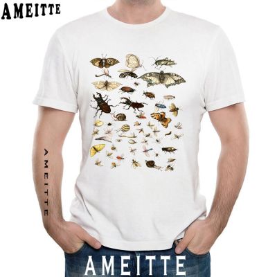 New Summer Men Short Sleeve Collection Of Insects Print T-shirt Funny Entomology Bugs Illustration Mushrooms Design Tops Tees XS-6XL