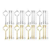 24 Sets 3 Tier Crown Cake Plate Stand Fittings Hardware Holder Kitchen Gadgets for Wedding and Party - Silver&amp;Golden