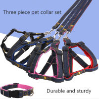 Outdoor Traction Rope, Denim Fabric, Dog, Cat Safety Belt, Adjustable Soft Collar, Small and Medium Sized, Training Rope