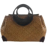 Women Straw Bags Female Bamboo Summer Beach Weave Handbag Lady Handmade Vintage Wood Handle Bag Travel Knitted Totes Bags