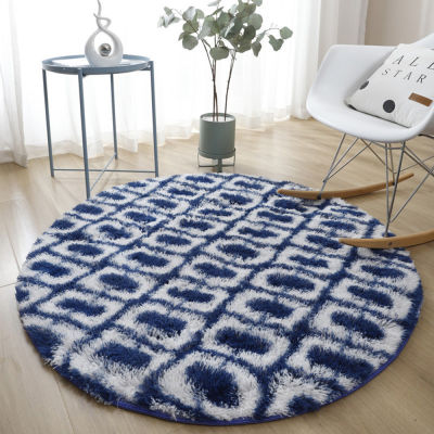 Shaggy Home Decor Round Living Room Fluffy Mat Anti-Skid Chair Desk Foot Pad Floor Mat Carpet Round Mat