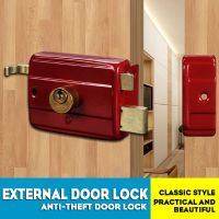 Cast Iron Anti-theft Exterior Door Retro Red Locks Wooden Door Lock Security Multiple Insurance Lock