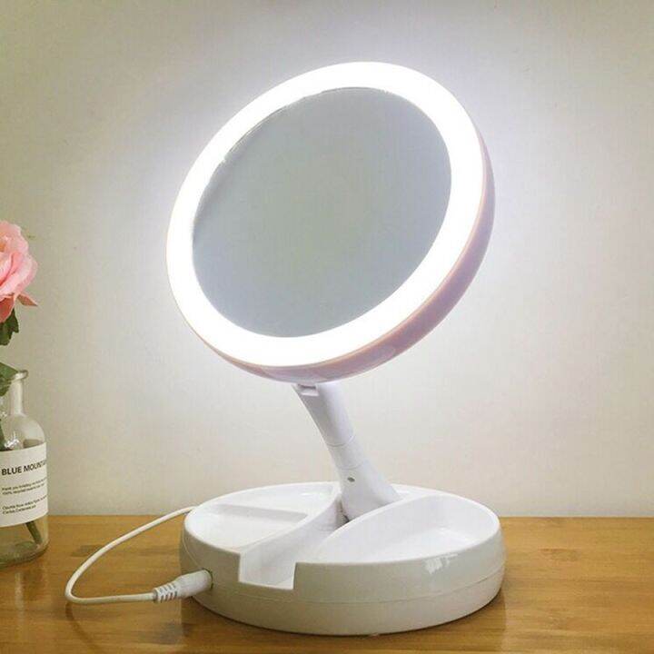 Portable Makeup Mirror With LED Light Mirrors USB Charging Or Battery