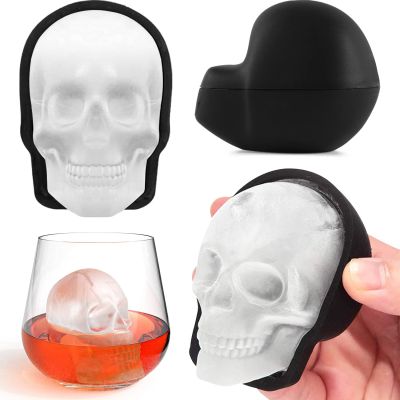 Extra Large 3D Skull Ice Tray 2023 New Skull Ice Cube Mold Silicone Halloween Bar Party Whiskey Cocktails Ice Maker Accessories Ice Maker Ice Cream Mo