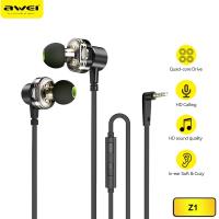 【Undine earphone】Sg Stock Wei Z1หูฟังหูฟังสเตอริโอแบบสปอร์ตไดรเวอร์คู่แบบมีสายหูฟังพร้อมไมโครโฟนเสียงเบสแจ็ค3.5มม. สำหรับ Pho