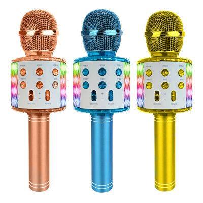 Wireless Karaoke Microphone Handheld Portable Speaker Home KTV Player with Dancing LED Lights Record Function for Kids Gifts