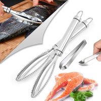 Stainless Fish Scales Scraping Graters Kitchen Accessories Fast Remove Fish Cleaning Peeler Scraper Fish Bone Tweezers Tool