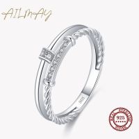 [HEME LL] Ailmay Genuine 925 Sterling Silve Trendy Hemp Flowers Clear Zircon Finger Ring For Women Wedding Engagement Fine Female Jewelry