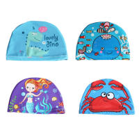 Swimming Cap For Children Elastic Fabric Cute Cartoon Pool Swimming Cap Lovely Kids Protect Ears Swim Hat For Boys Girls applied