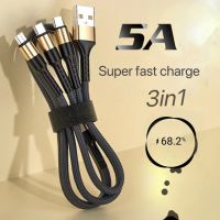 3in1ข้อมูลสาย USB สำหรับ iPhone ชาร์จอย่างรวดเร็วสายชาร์จสำหรับโทรศัพท์ Android Type C Xiaomi หัวเว่ยซัมซุงชาร์จลวดสำหรับ iPad