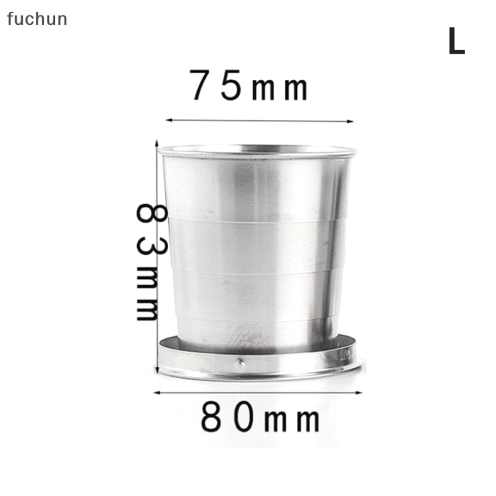 fuchun-แก้วพับได้สแตนเลสพร้อมพวงกุญแจ-ถ้วยยืดหดได้