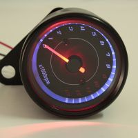 1000RPM Universal สีดำรถจักรยานยนต์มอเตอร์ไซด์จักรยาน LED Backlight Tachometer Tacho Gauge Speedomete พร้อม LED Indicatorr เครื่องวัดระยะทาง