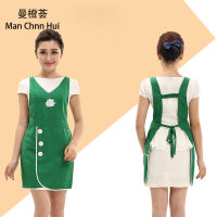 Green sleeveless Spa Uniform Beauty Salon Tattoo master apron Women Uniform Simple Slim Workwear apron Waitress aprons