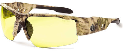 Ergodyne Skullerz Dagr Safety Glasses - Kryptek Highlander Brown Camo Frame, Yellow Lens Kryptek Highlander Yellow Lens