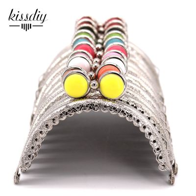 10 pcs/lot 8.5cm Semicircle Silver Lace Flat Bead Metal Purse Frame Kiss Clasp Bag Accessories