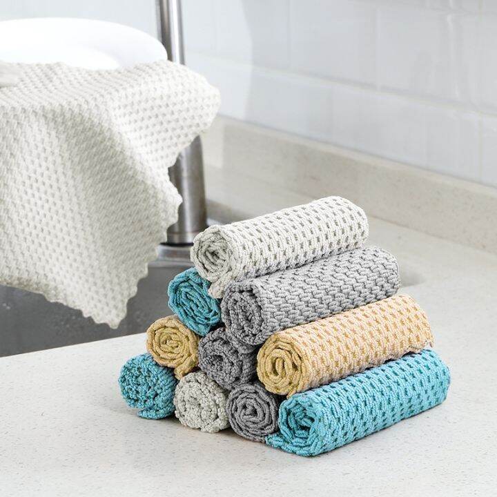 1-3-5pcs-cleaning-towel-anti-grease-rags-cleaning-polyester-nylon-cloth-multifunction-kitchen-supplies-wiping-home-washing-dish