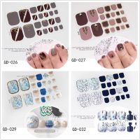 【hot sale】 ✌卍 B50 GD018-033 3D Toenail Sticker Grid stripe Cartoon Gold Foil Geometric Fashion DIY Waterproof Nail Art Manicure