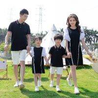 Summer Matching Family Clothes Family Look Mum Daughter Chiffon Ruffles Dresses Dad Son T-shirt or Shorts Couple Lovers Outfits