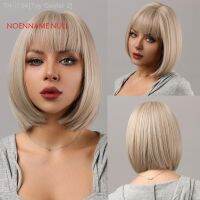 Short Bob Wig With Bangs White Gold Wig Lady Heat Resistant Synthetic Fiber Golden Brown Natural Everyday Party Cosplay Uuse [ Hot sell ] Toy Center 2