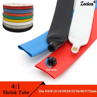 【CW】♠☊  1M 4:1 Shrink Tube With Glue Thermoretractile Shrinkable Tubing Wall 6 8 12 16 40 52 72mm