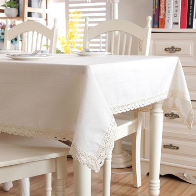 【CW】 Cotton Thicken Tablecloth Hem Splice Washable Dinner Table for Wedding Banquet