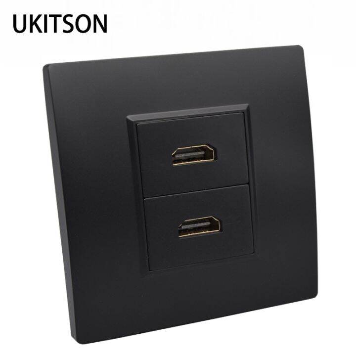 2 Ports Black Color HDMI Faceplate 86mm High Definition Multimedia