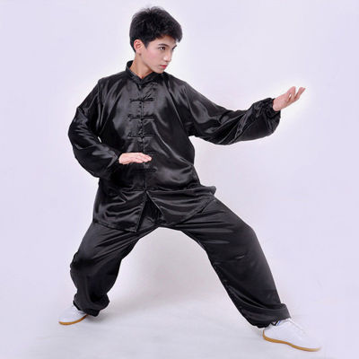 【CW】Chinese Traditional Clothes Tang Suit Men 2022 New Women Vintage Solid Color Tai Chi Kung Fu Costume Stand Collar Exercise