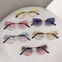 【YF】☄❏  Rimless Luxury Glasses Woman 2023 Fashion Gradient Female Shades Ins Eyewear