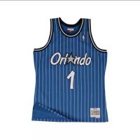 Nba Mcgrady เสื้อกั๊กแถบขาวฟ้า No.1มายากลปักเสื้อกีฬาเสื้อบาสเกตบอลเกม Jersey Basket