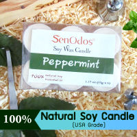 SenOdos เทียนหอม อโรม่า เทียนทีไลท์ Tealight Set Peppermint Scented Soy Candles Aroma - กลิ่นเปปเปอร์มินท์แท้  กลิ่นหอมสดชื่น ช่วยผ่อนคลาย 15 g  (6 PCS)