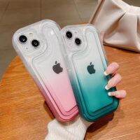 ซิลิโคนสีลูกกวาดไล่ระดับสีเคสโทรศัพท์ iPhone 14 13 12 11 Pro Max Plus ฝาครอบกันชนหลังกันกระแทกแบบใสรองรับการกระแทก