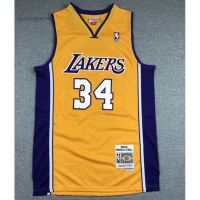 Hot Newest Top-quality New arrival 2022 2023 Newest shot goods Most popular 22/23 Top quality Ready Stock High quality 1999-2000 new NBA mens Los Angeles Lakers 34 Shaquille ONeal retro V-neck embroidery basketball jerseys jersey yellow