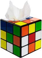 Rubix Cube Tissue Box Cover | Big Bang Theory Props &amp; Decor | Easy Use with Magnetic Bottom Lid Multi Color