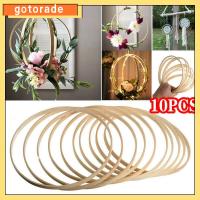 GOTORADE 10Pcs ปฏิบัติ ทรงกลม DIY ห่วงดอกไม้ ฝันจับ ห่วงไม้ไผ่ แหวนไม้ไผ่