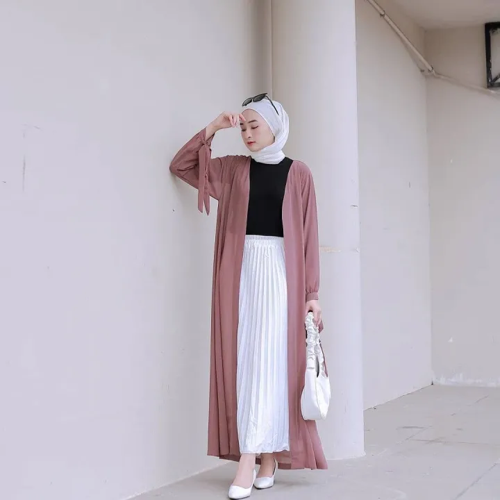 ootd long outer hijab