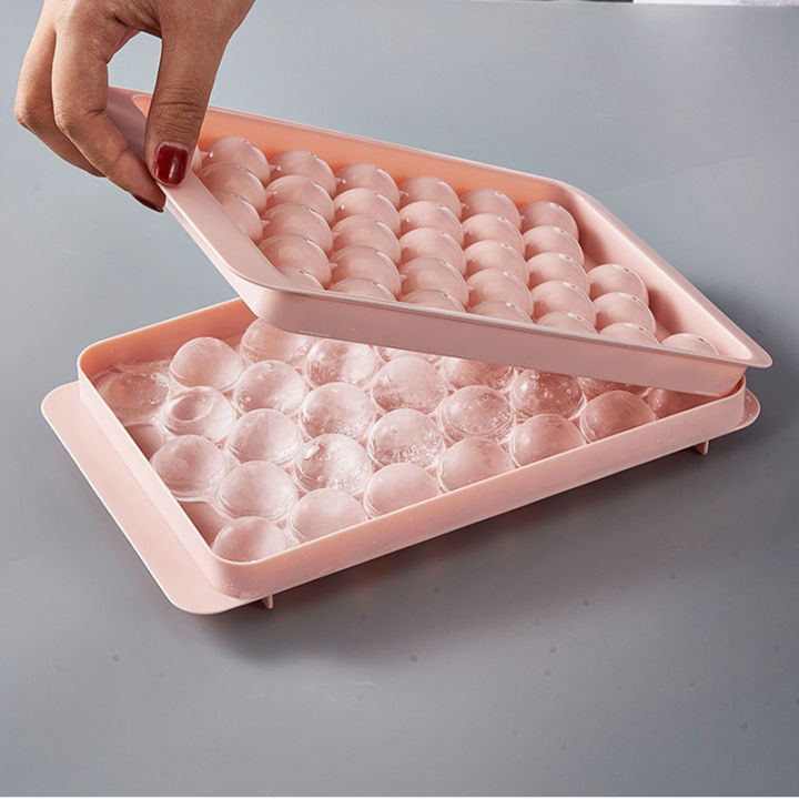 Round Ice Cube Tray With Lid Ice Ball Maker Mold For Freezer With Container  Mini Circle Ice Cube Tray Making Sphere Ice Chilling Cocktail Whiskey Tea  Coffee(2 White Trays 1 Ice Bucket