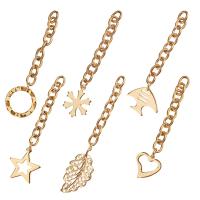 1Set 304 Stainless Steel Chain Extender Cable Chain with Pendants Mixed Shapes Golden 6pcs/set