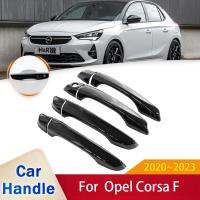 สำหรับ Opel Corsa F 2020 2021 2022 2023 Vauxhall Corsa Gloss ด้านนอกสีดำตกแต่งฝาครอบมือจับประตูเครื่องประดับตกแต่งรถสติกเกอร์