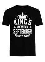 T-Shirt Pria Kings Are Born In September. Hadiah Ulang Tahun Untuknya. Katun Ulang Tahun Untuk Atasan Lengan Pendek Baju Hip Hop S-4XL-5XL-6XL