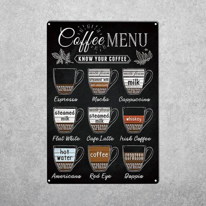 Coffee Menu Know Your Coffee Retro Metal Tin Sign Vintage Aluminum Sign ...