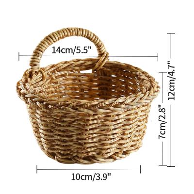 Woven Storage Baskets Hand Woven Wedding Flower Basket Wall Hanging Kitchen Fruit Food Container Home Decorative Gift Basket