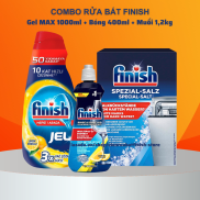 Nước rửa bát finish All in 1 max 1000ml Đức +Bóng finish 400ml+Muối finish