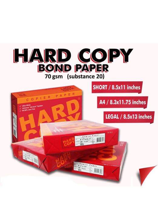 Hard Copy Bond Paper A4 8 1/4 X 11 3/4 (500 Sheets/ Ream) | Lazada PH