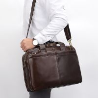 [COD] Camida fashion business mens imported top layer cowhide shoulder bag Messenger oil wax leather