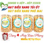 Nguyên Liệu Sạch Điều Bình Phước Combo 4 Hộp Hộp 250GR Hạt Điều Rang Tỏi