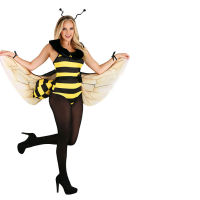 Bumble Bee Cosplay Yellow Stripe Bee Jumpsuit Halloween insect Costume For Women Carnival Party Fancy Dress with Wings