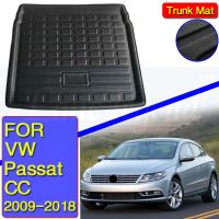 สำหรับ VW Volkswagen รุ่น Passat CC 2009 ~ 2018แผ่นรองกระโปรงหลังรถผ้ายางปูท้ายรถหลังรถบรรทุกพรมสำหรับรถยนต์พื้นโคลนอุปกรณ์อุปกรณ์ป้องกันแบบแผ่น