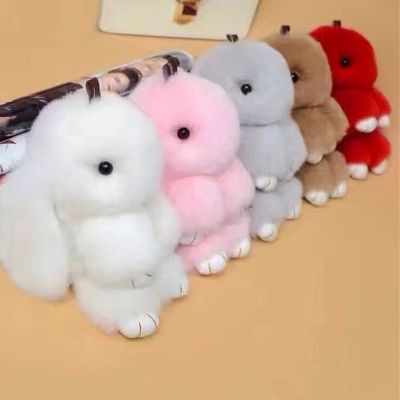 Kawaii Mini Rabbit Keychain Plush Ball Womens Bag Decoration Pendant Car Key Accessories Plush Doll Plush Toy Girl Gift Key Chains